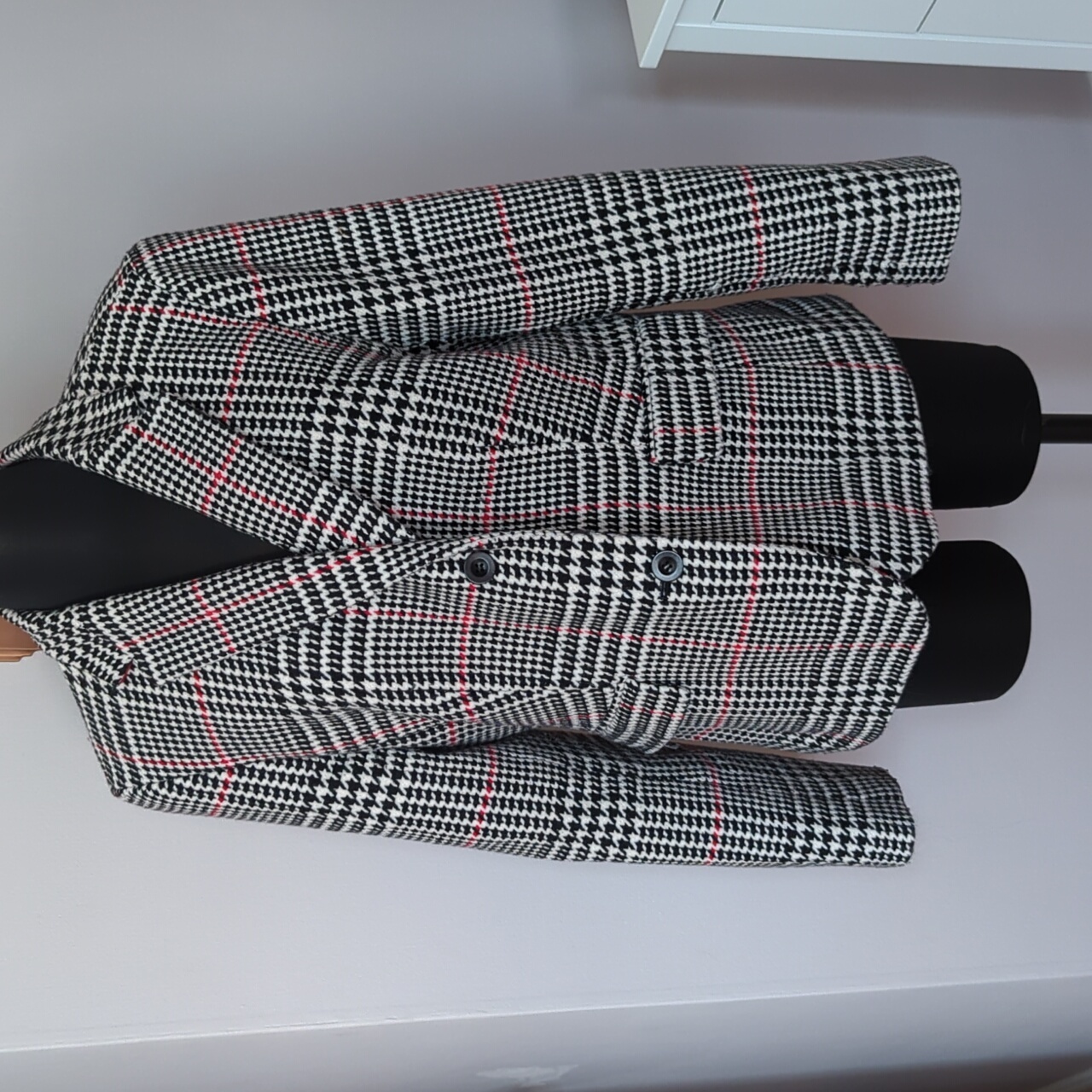 Talbots Black And White Plaid Blazer Houndstooth